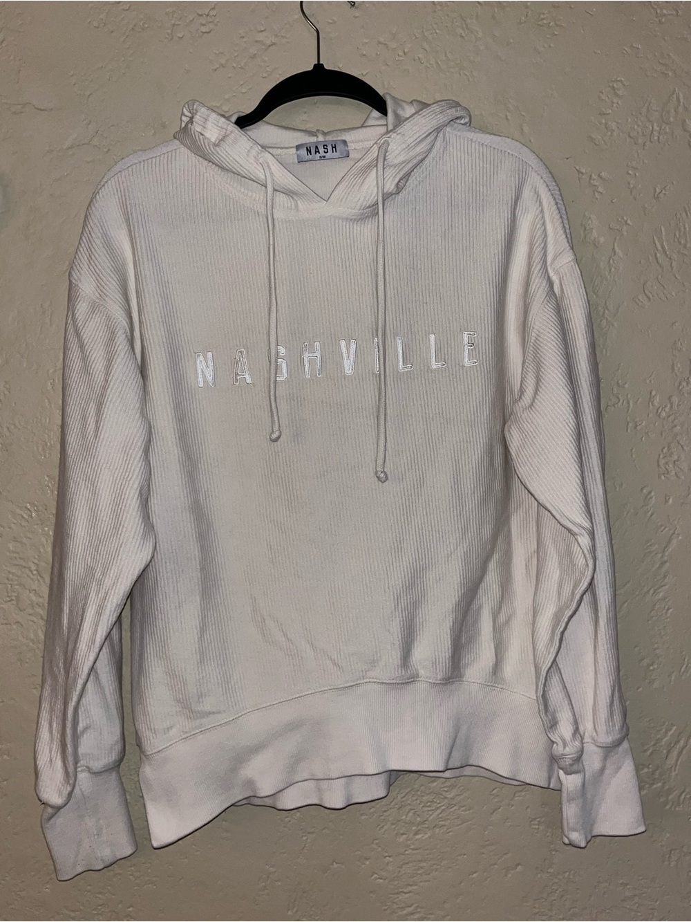 Nash Nashville White Ribbed Hoodie